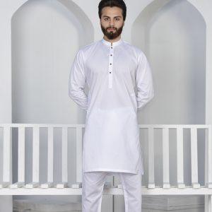 Classic White Men Kurta Shalwar Fabric Apricot SUPIMA Cotton by BaadBaan