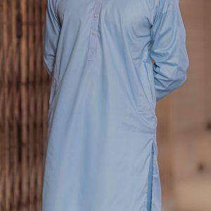 lose up View of Stitched Men Suit Made of SkyLine Cotton Fabric